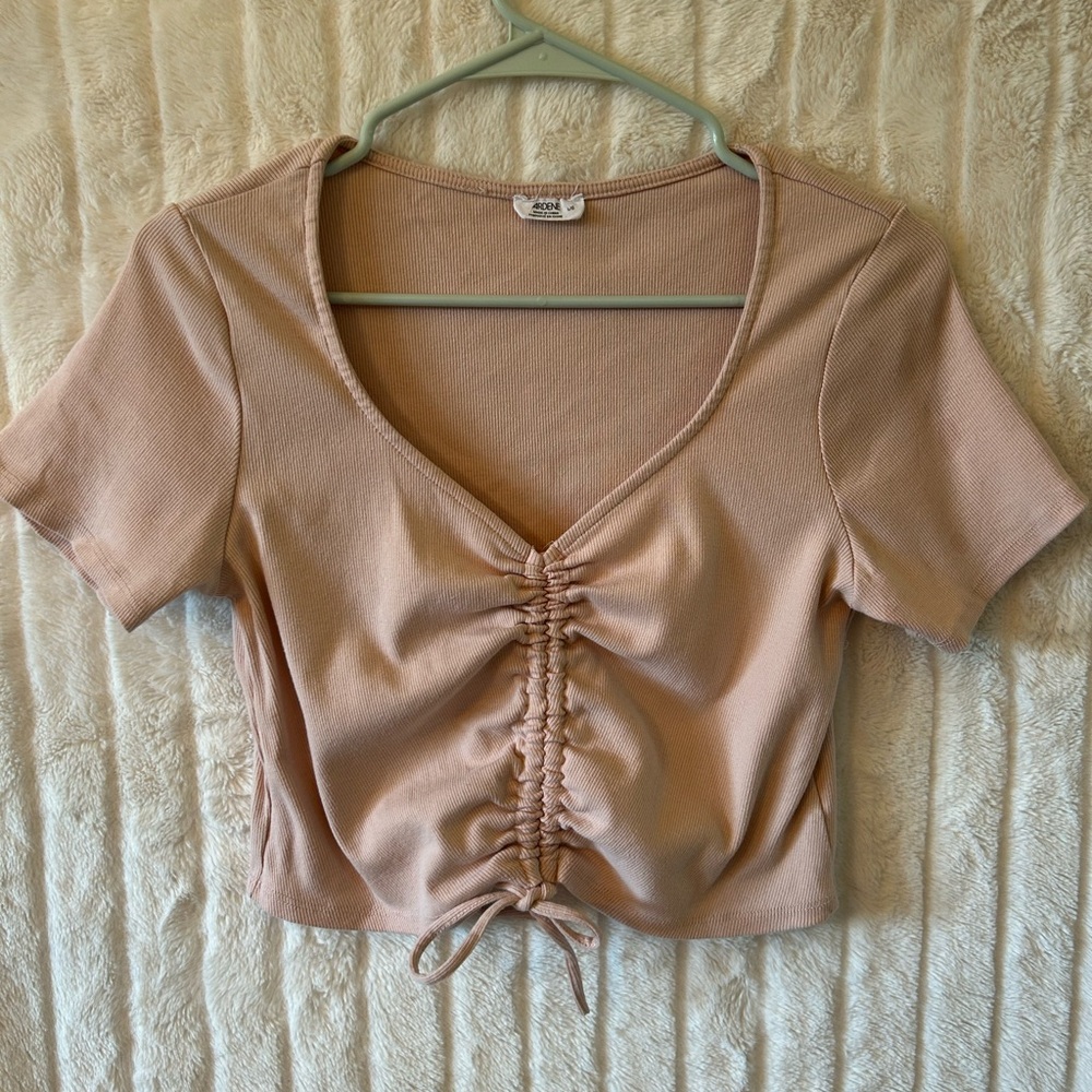 Ardene Ruched Front Tan Crop Top